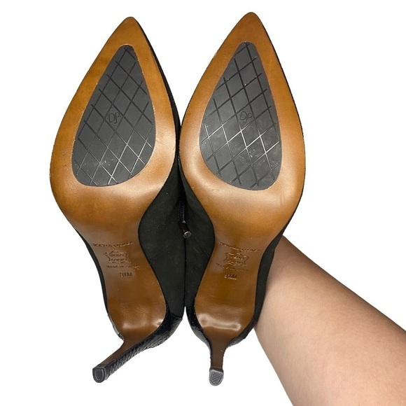 NEW Donald J Pliner Black Pella Leather Suede Pointed Toe Heels Size 9.5 shoes - Picture 12 of 13